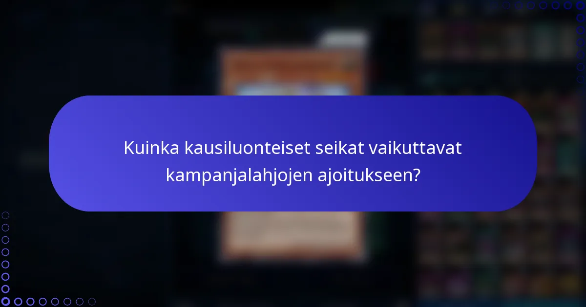 Kuinka kausiluonteiset seikat vaikuttavat kampanjalahjojen ajoitukseen?