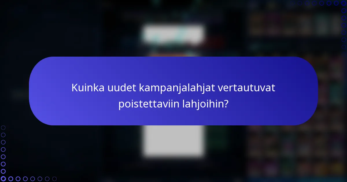 Kuinka uudet kampanjalahjat vertautuvat poistettaviin lahjoihin?