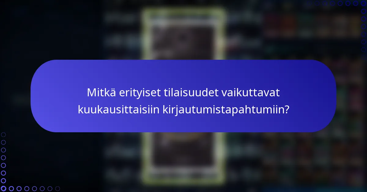 Mitkä erityiset tilaisuudet vaikuttavat kuukausittaisiin kirjautumistapahtumiin?