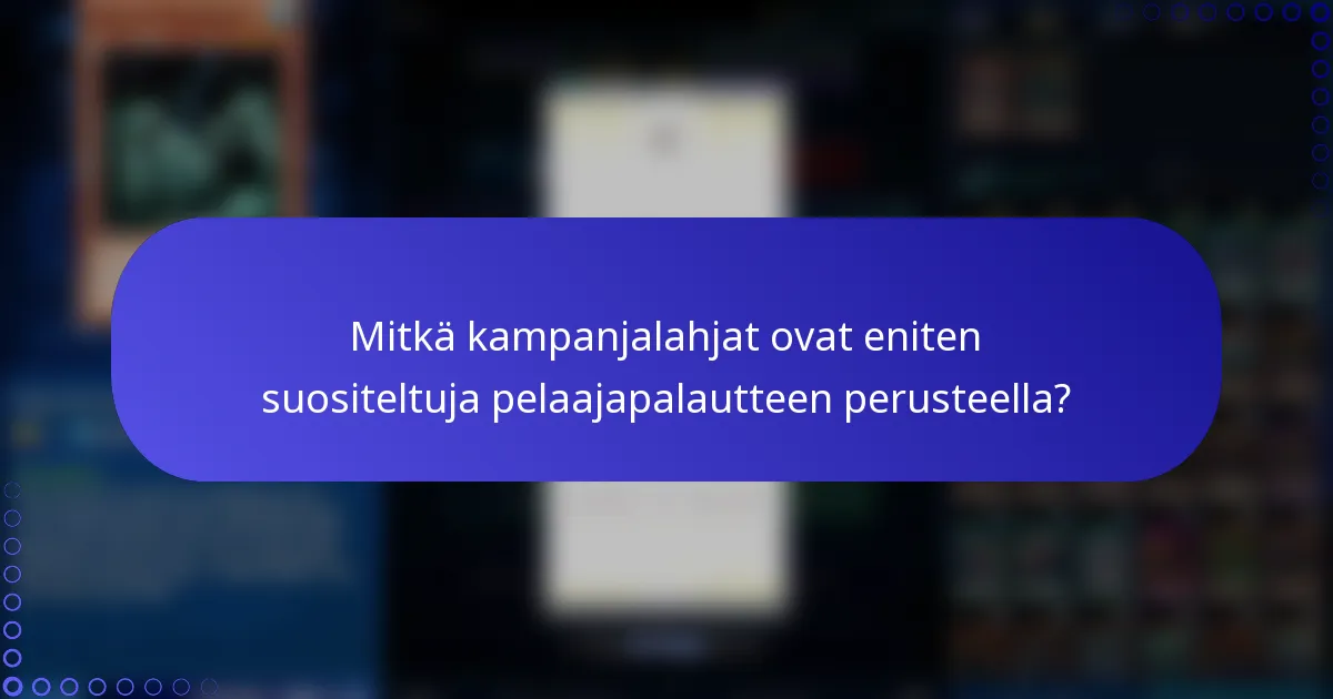 Mitkä kampanjalahjat ovat eniten suositeltuja pelaajapalautteen perusteella?