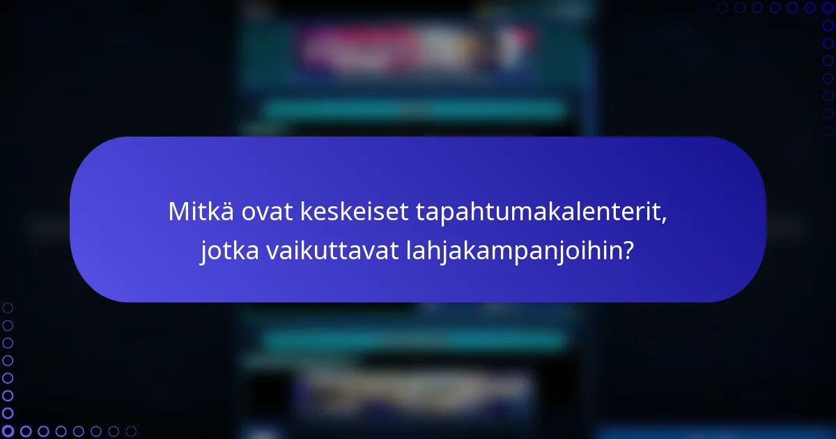 Mitkä ovat keskeiset tapahtumakalenterit, jotka vaikuttavat lahjakampanjoihin?