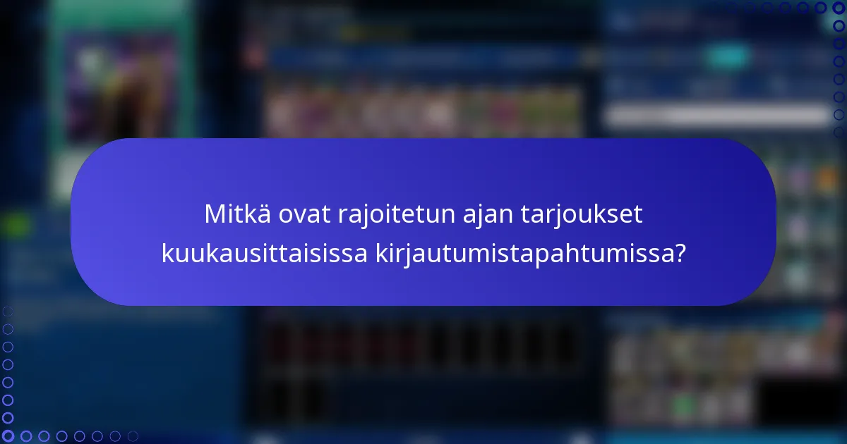 Mitkä ovat rajoitetun ajan tarjoukset kuukausittaisissa kirjautumistapahtumissa?