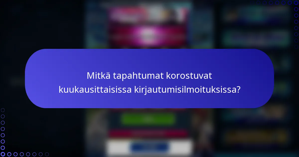 Mitkä tapahtumat korostuvat kuukausittaisissa kirjautumisilmoituksissa?