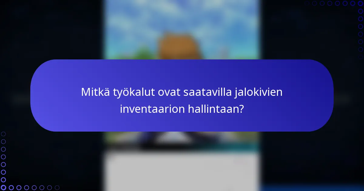 Mitkä työkalut ovat saatavilla jalokivien inventaarion hallintaan?
